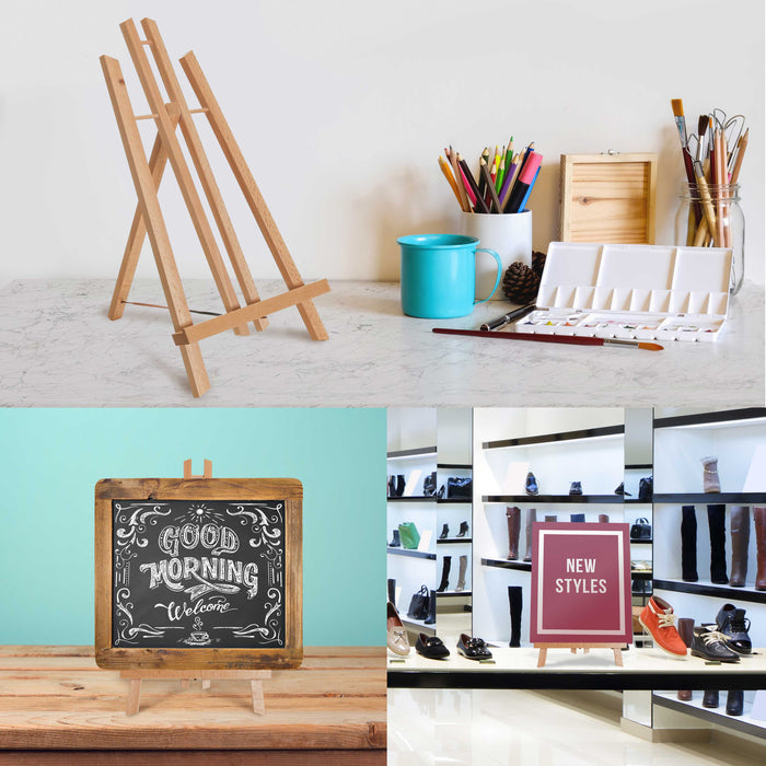 14" Medium Tabletop Display Easel - Beechwood Artist A-Frame Display Stand, Wooden Easel for Painting, Canvas Stand, (Pack of 6) Classrooms Events Photo Picture Sign Holder