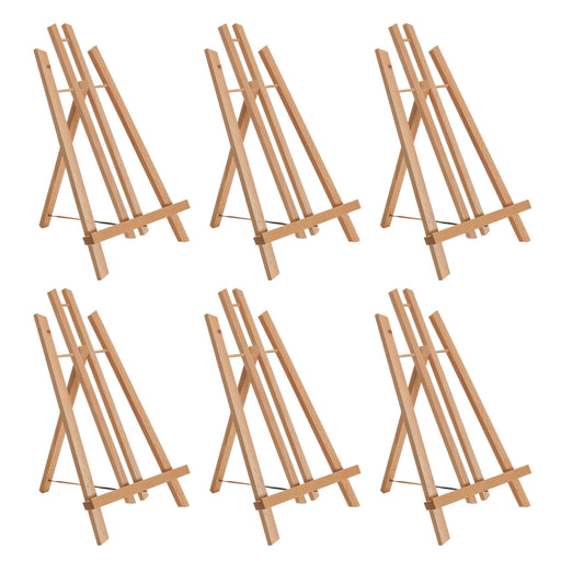 14" Medium Tabletop Display Stand A-Frame Artist Easel, 6 Pack - Beechwood Tripod, Painting Party Easel, Portable Kids Student Table School Desktop