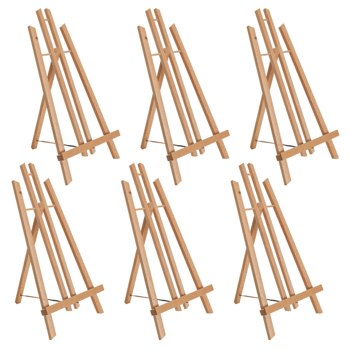 18" Large Tabletop Display Stand A-Frame Artist Easel, 6 Pack - Beechwood Tripod, Painting Party Easel, Portable Kids Student Table School Desktop