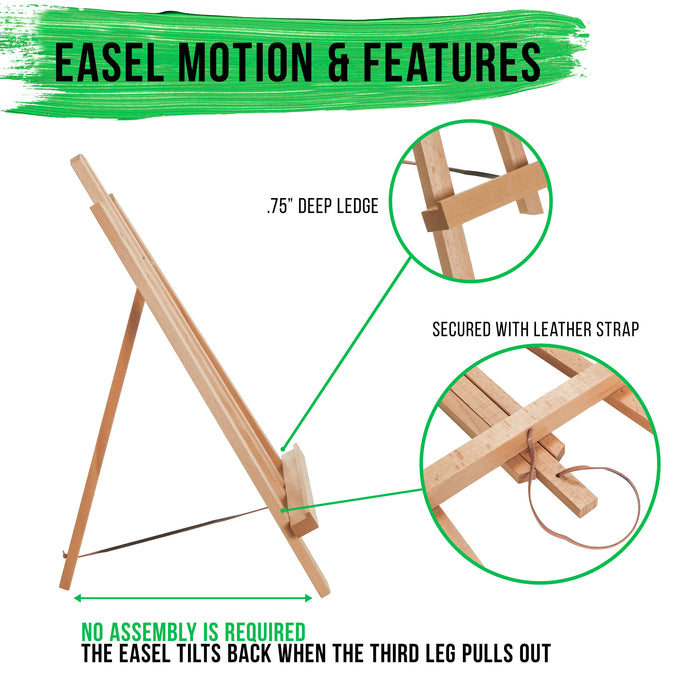 18" Large Tabletop Display Easel - Beechwood Artist A-Frame Display Stand, Wooden Easel for Painting, Canvas Stand, (Pack of 12) Classrooms Events Photo Picture Sign Holder