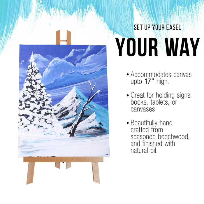 18" Large Tabletop Display Easel - Beechwood Artist A-Frame Display Stand, Wooden Easel for Painting, Canvas Stand, (Pack of 12) Classrooms Events Photo Picture Sign Holder