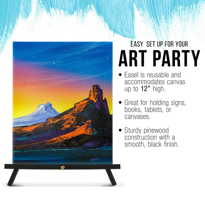 12" Black Wood Tabletop Easel (4 Pack) - Adjustable A-Frame Canvas Stand for Painting Party & Signs - Table Top Easel for Painting, Canvas Holder, Crafts, Photos, Pictures