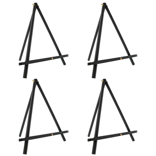 12" High Black Wood Display Stand A-Frame Artist Easel, 4 Pack - Adjustable Wooden Tripod Tabletop Holder Stand for Canvas, Painting Party, Signs