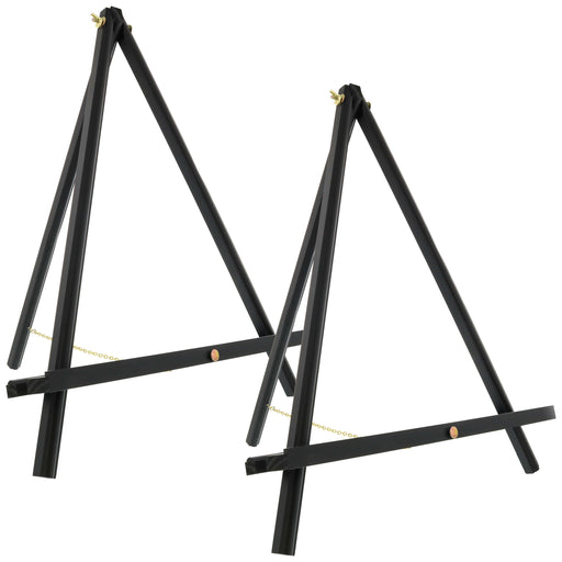 20" Large Black Wood Display Stand A-Frame Artist Easel, 2 Pack - Adjustable Wooden Tripod Tabletop Holder Stand for Canvas, Painting Party, Signs