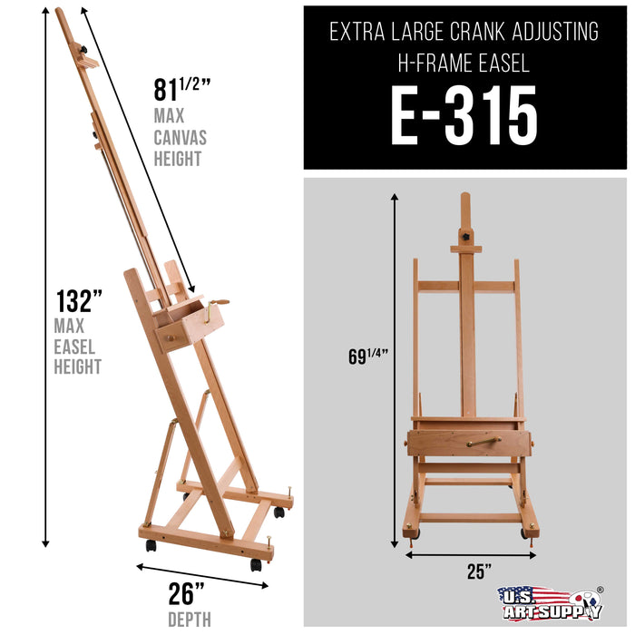 15.7'' x 10.4'' x 5'' Artist Easel, Portable Square Haint Box Wooden Easel  Drawing Stand, Art Easels 3 Drawers and Handle, Angle Adjustable Tabletop