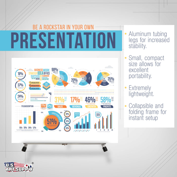 15" High Aluminum Tabletop Display Easel for Painting, Adjustable Folding Stand - Portable Art Easel for Displaying Canvas, Whiteboards, Posters, Signs, Pictures, Paintings