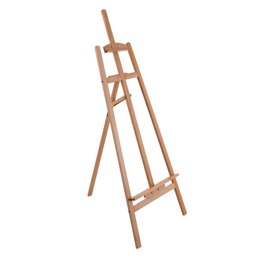 U.S. Art Supply 56" High Medium A-Frame Wood Easel, Lyre Style Studio - Artists Floor Stand, Sturdy Beechwood, Adjustable Height 43" Canvas, Painting