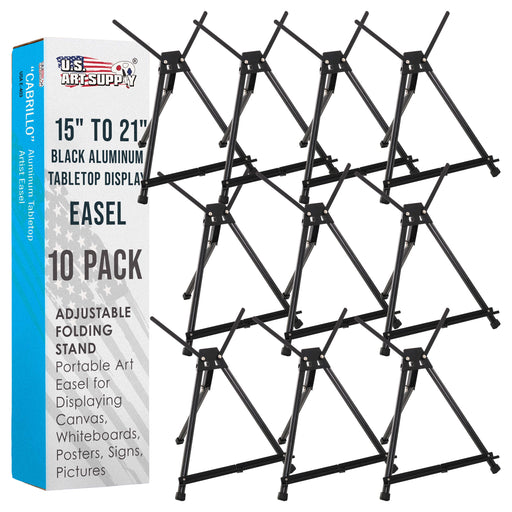 Tabletop Easel for Painting - 15" to 21" Adjustable Metal Stand - Portable Art Easels (Pack of 10) for Display - Canvas, Whiteboards, Posters, Signs, Drawings & More
