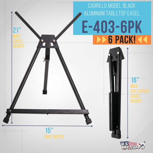 Tabletop Easel for Painting - 15" to 21" Adjustable Metal Painting Easel - Portable Art Easels (Pack of 6) for Display Table Stand - Canvas, Whiteboards, Posters, Signs, Drawings