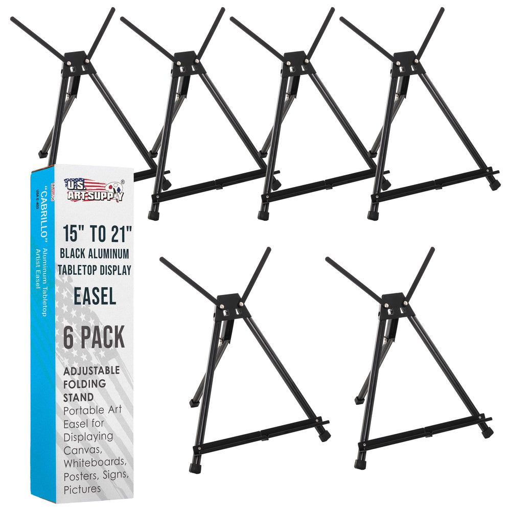 Tabletop Easel for Painting - 15" to 21" Adjustable Metal Painting Easel - Portable Art Easels (Pack of 6) for Display Table Stand - Canvas, Whiteboards, Posters, Signs, Drawings