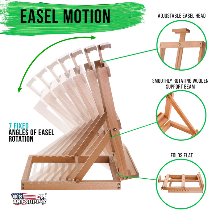 Venice Heavy Duty H-Frame Tabletop Easel - Artist Studio Desktop Drawing Table, Portable Drafting Table, Adjustable Art Board, Tabletop Easel for Painting, Holds Up to 23" Canvas