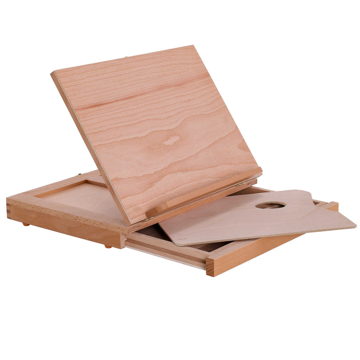 Solid Solana Adjustable Wood Art Easel: Portable Beechwood Tabletop Easel with Storage Drawer & Palette for Painting & Drawing, Artist Desktop
