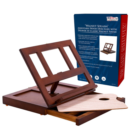 Adjustable Wood Desk Table Easel Storage Drawer, Paint Palette — TCP Global