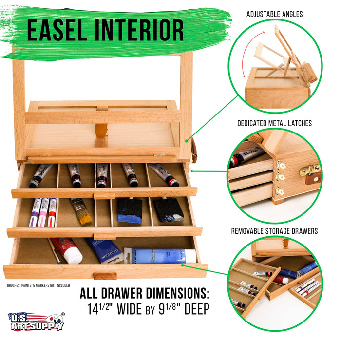 Newport Small Adjustable Wood Table Sketchbox Easel - Portable
