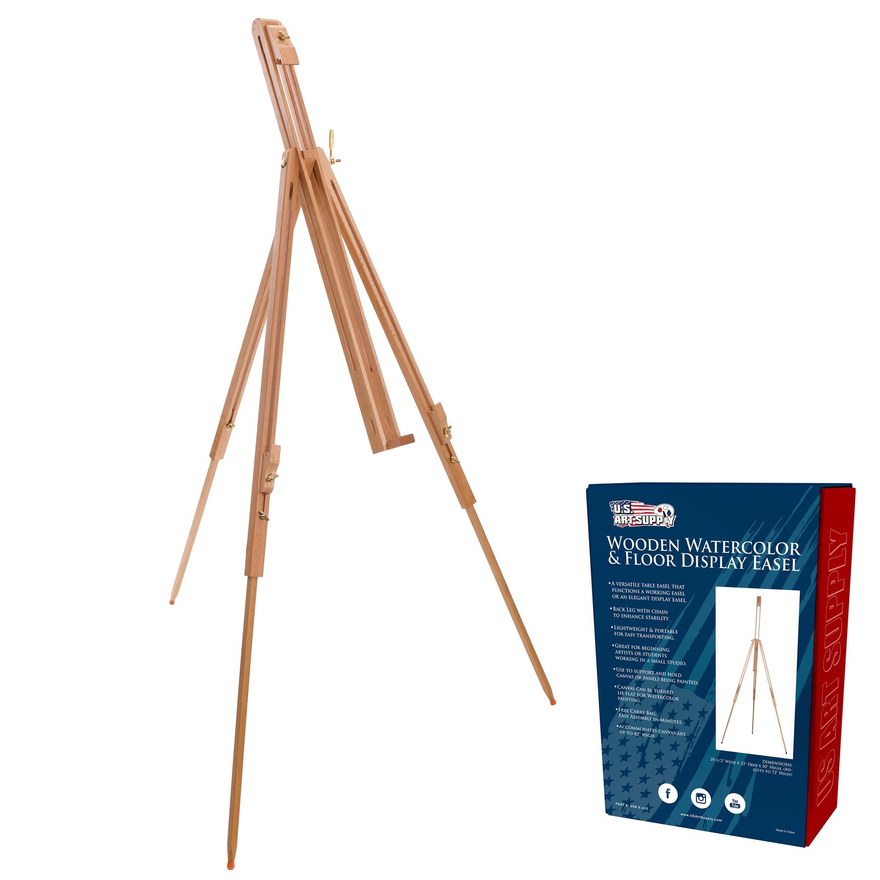 French Style Wooden Art Easel Portable Tripod Painting Stand Height offers Adjustable