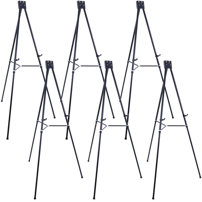 70" High Showroom XL Aluminum Display Easel (Pack of 6) - Heavy Duty Extra Large Black Presentation Stand, Adjustable Portable Floor Tabletop Tripod