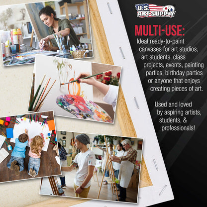 5-Pack Bulk Stretched Canvas for Painting 4 x 4 inch, Gallery Depth 1-1/2" Profile - 12oz Acrylic Gesso Triple Primed, Professional Artist Quality, 100% Cotton - Oil, Pouring Paint