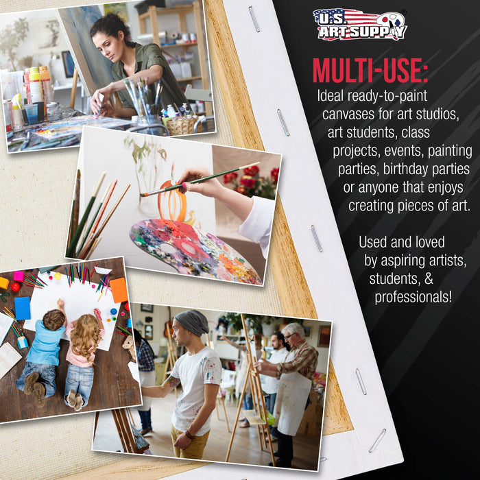 Square Stretched Canvas for Painting 8x8 inch Gallery Depth 1-1/2" Thick, 5-Pack - 12oz Acrylic Gesso Triple Primed, Professional Artist Quality, 100% Cotton - Pouring, Oil Paint