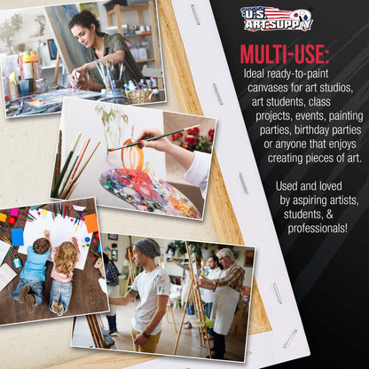Rectangle Stretched Canvas for Painting 12x60 inch Gallery Depth 1-1/2" Thick, 3-Pack - 12oz Acrylic Gesso Triple Primed, Professional Artist Quality, 100% Cotton - Oil, Pouring Paint