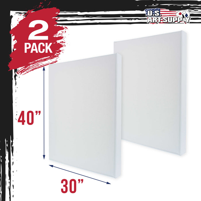 30 x 40 inch Gallery Depth 1-1/2" Profile Stretched Canvas, 2-Pack - 12-Ounce Acrylic Gesso Triple Primed, - Professional Artist Quality, 100% Cotton