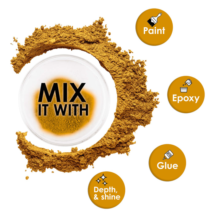 Jewelescent Mica Pearl Pigment Powder, Interference Gold 3.5 oz (100g) Pouch - Cosmetic Grade, Epoxy Resin Color Pigment, Mica Powder for Resin, Soap, Slime, Candle Dye, Art, Crafts