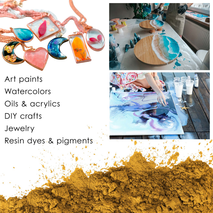 Jewelescent Mica Pearl Pigment Powder, Interference Gold 3.5 oz (100g) Pouch - Cosmetic Grade, Epoxy Resin Color Pigment, Mica Powder for Resin, Soap, Slime, Candle Dye, Art, Crafts