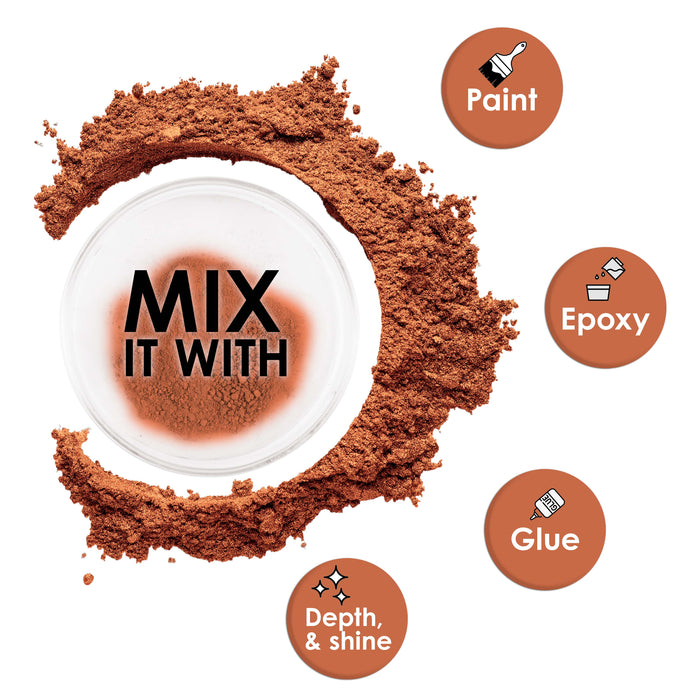 Jewelescent Mica Pearl Pigment Powder, Interference Copper 3.5 oz (100g) Pouch - Cosmetic Grade, Epoxy Resin Color Pigment, Mica Powder for Resin, Soap, Slime, Candle Dye, Art, Crafts