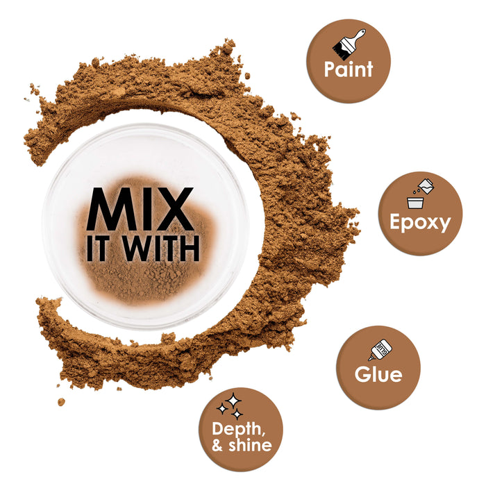 Jewelescent Mica Pearl Pigment Powder, Interference Coffee Brown 3.5 oz (100g) Pouch - Cosmetic Grade, Epoxy Resin Color Pigment, Mica Powder for Resin, Soap, Slime, Candle Dye, Art