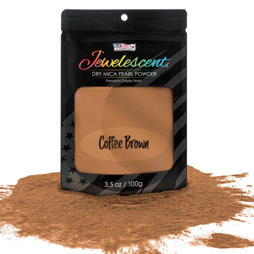 Jewelescent Coffee Brown Mica Pearl Powder Pigment, 3.5 oz (100g) Sealed Pouch - Cosmetic Grade, Metallic Color Dye