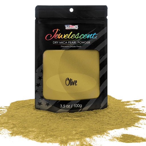 Jewelescent Olive Gold Mica Pearl Powder Pigment, 3.5 oz (100g) Sealed Pouch - Cosmetic Grade, Metallic Color Dye