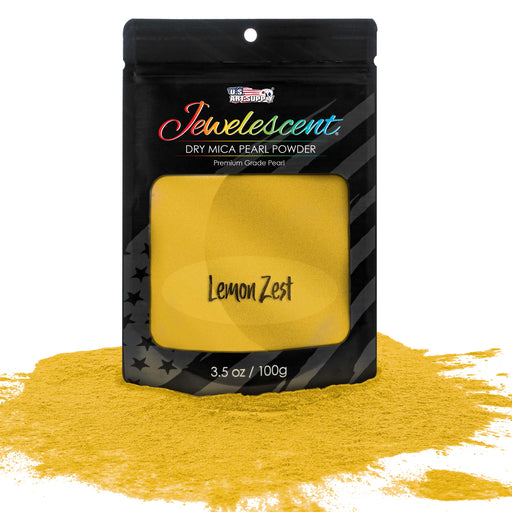 Jewelescent Lemon Zest Mica Pearl Powder Pigment, 3.5 oz (100g) Sealed Pouch - Cosmetic Grade, Metallic Color Dye