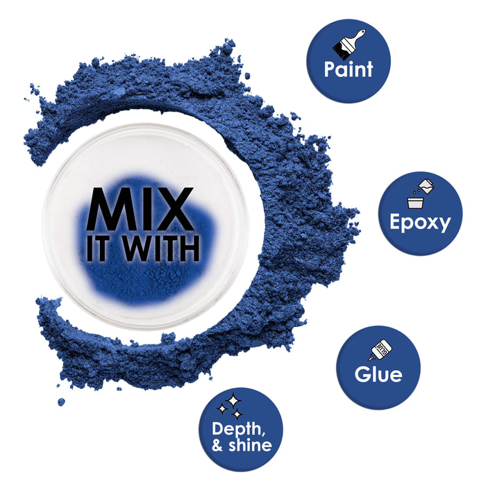 Jewelescent Mica Pearl Pigment Powder, Royal Blue 3.5 oz (100g) Pouch - Cosmetic Grade, Epoxy Resin Color Pigment, Mica Powder for Resin, Soap, Slime, Candle Dye, Art, Crafts