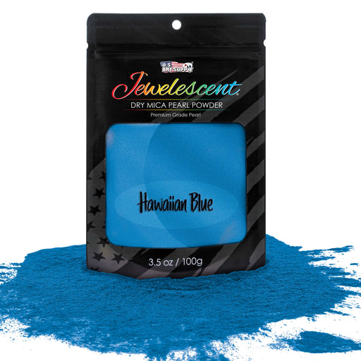 Jewelescent Hawaiian Blue Mica Pearl Powder Pigment, 3.5 oz (100g) Sealed Pouch - Cosmetic Grade, Metallic Color Dye