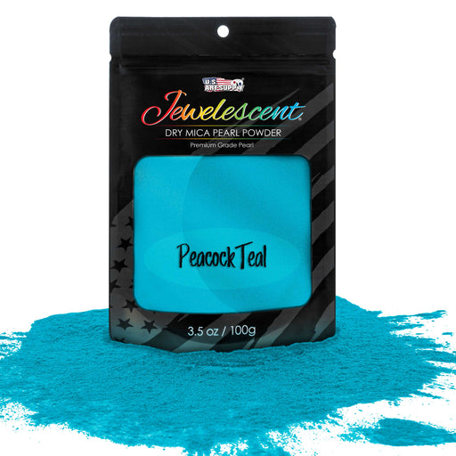 Jewelescent Peacock Teal Mica Pearl Powder Pigment, 3.5 oz (100g) Sealed Pouch - Cosmetic Grade, Metallic Color Dye