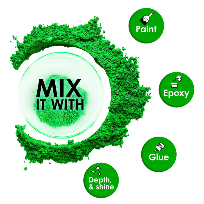 Jewelescent Mica Pearl Pigment Powder, Vivid Jade 3.5 oz (100g) Pouch - Cosmetic Grade, Epoxy Resin Color Pigment, Mica Powder for Resin, Soap, Slime, Candle Dye, Art, Crafts