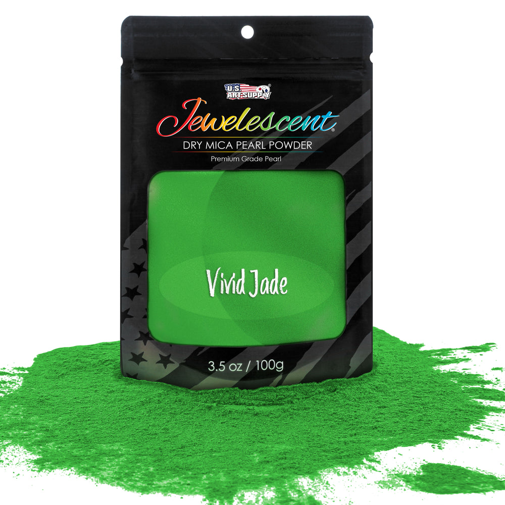 Jewelescent Mica Pearl Pigment Powder, Vivid Jade 3.5 oz (100g) Pouch - Cosmetic Grade, Epoxy Resin Color Pigment, Mica Powder for Resin, Soap, Slime, Candle Dye, Art, Crafts