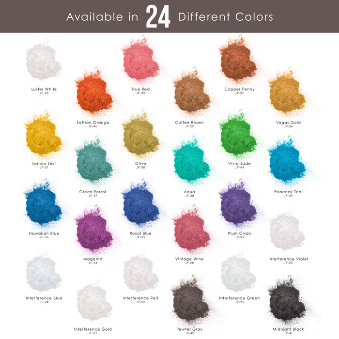 Jewelescent Mica Pearl Pigment Powder Kit, 24 Master Colors, 3.5 oz (100g) Pouches - Cosmetic Grade, Epoxy Resin Color Pigment, Mica Powder for Resin, Soap, Slime, Candle Dye, Art