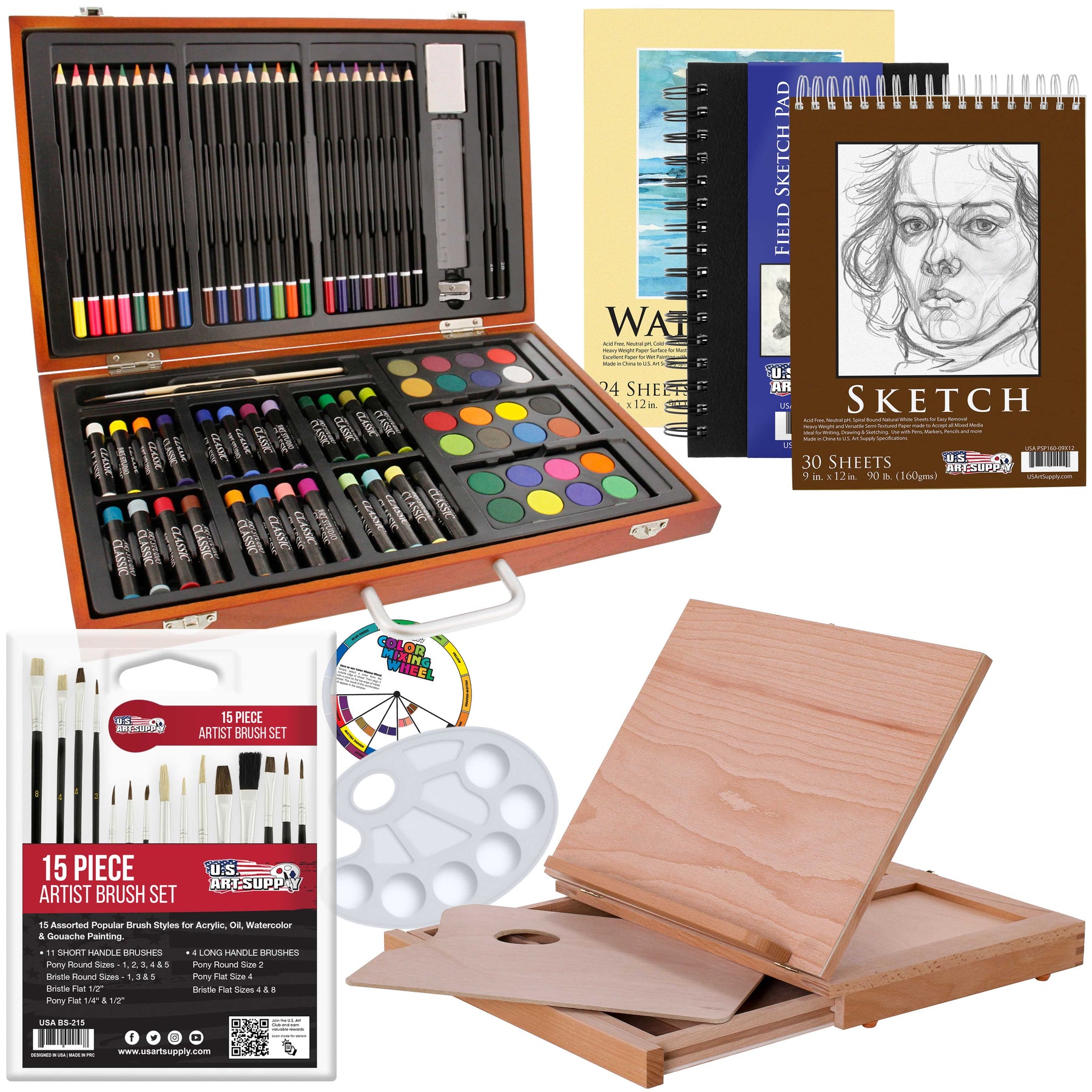 84pc Art Creativity Set, Sketch Pads, Painting, Watercolors, Pencils — U.S.  Art Supply