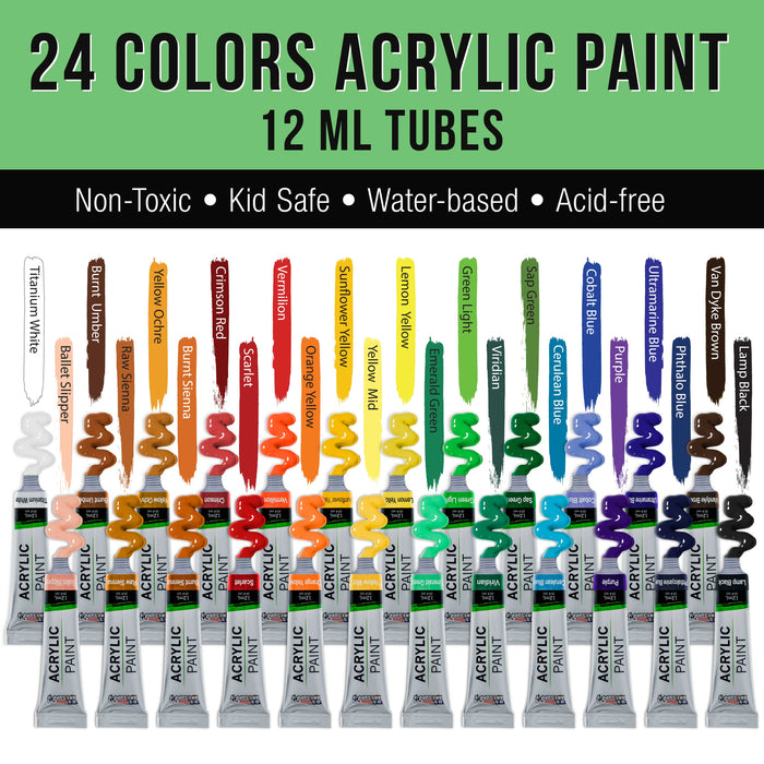 70pc Artist Oil Painting Set, Aluminum & Wood Easels, 24 Paint Colors — TCP  Global