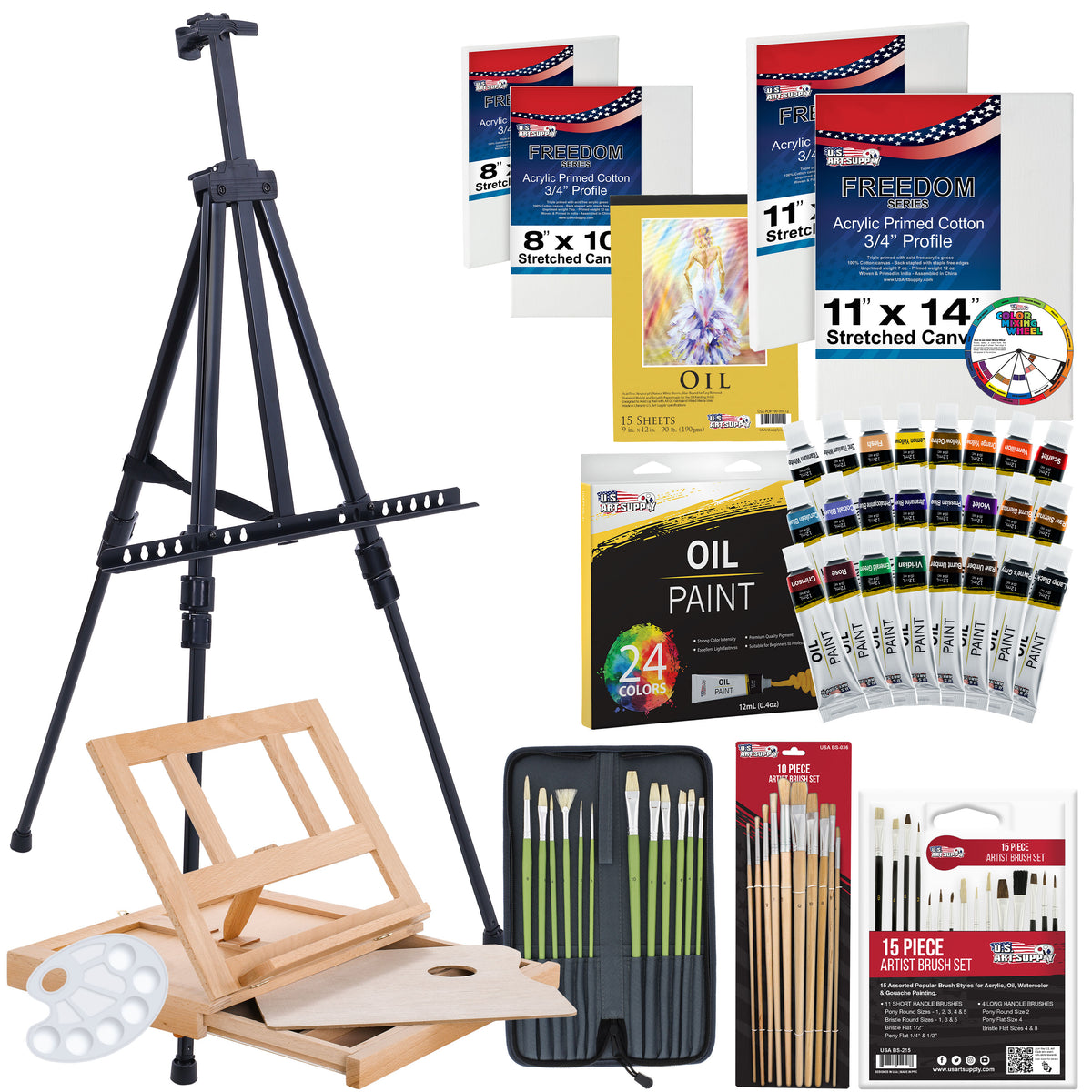 Modera Deluxe Artist Painting Set, 137-Piece Professional Art Paint Supplies Kit w/ Field & Desk Easels, 70 2024 Acrylic And More