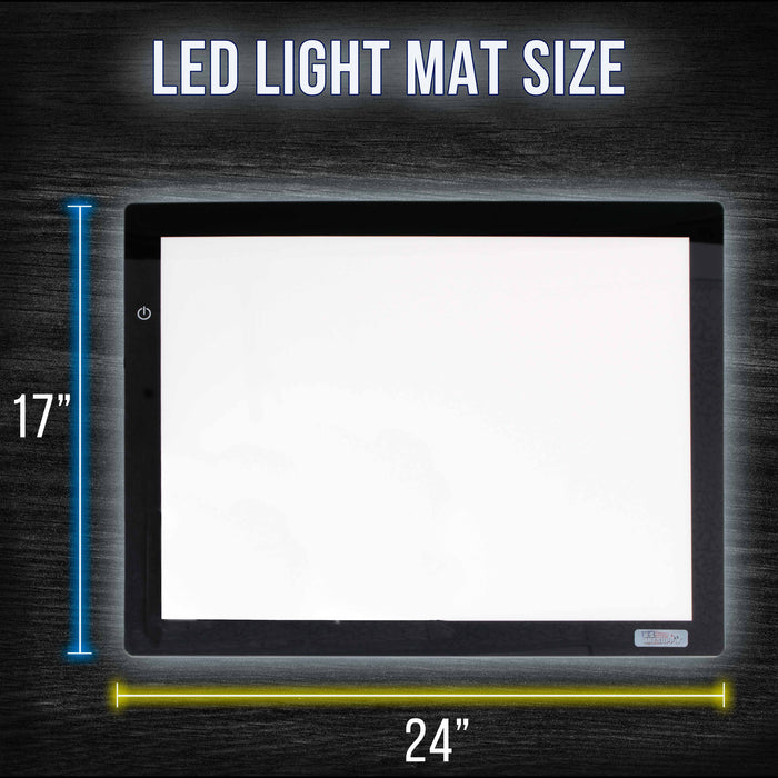 Lightmaster 32.5" Diagonal A2 LED Light Box Board - 17" x 24", Light Board Tracing Pad with Dimmable 12V Lamps, Artist Lightbox for Tracing, Drawing, Diamond Painting
