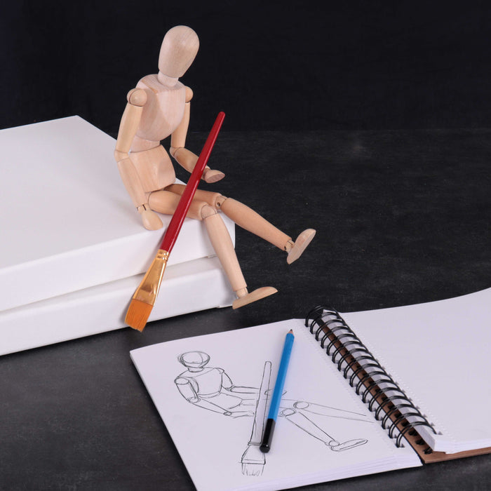 Wood 12" Artist Drawing Manikin Articulated Mannequin with Base and Flexible Body - Perfect For Drawing the Human Figure (12" Male) Pack of 2 Manikins