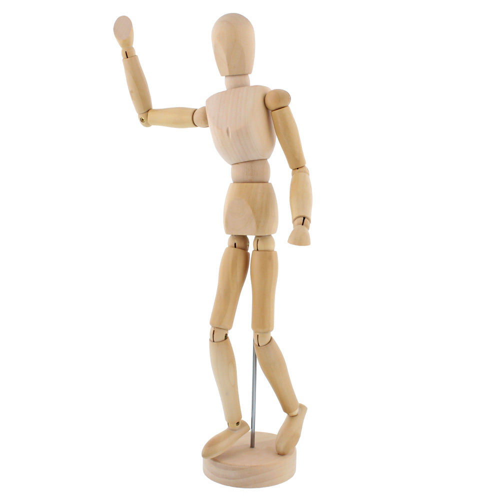 U.S. Art Supply 12" Wooden Male Manikin Posable Figure for Drawing - Articulated Mannequin with Base and Flexible Body for Drawing The Human Figure