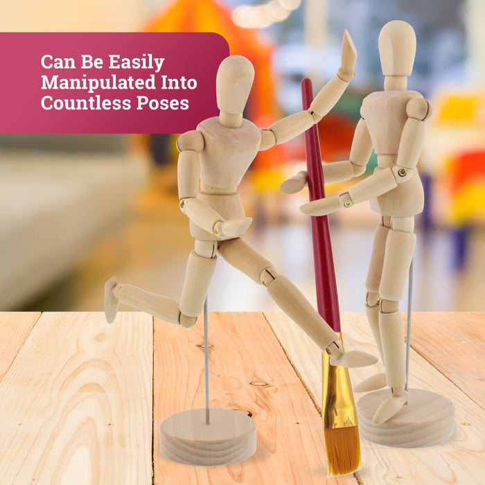 Wood 8" Artist Drawing Manikin Articulated Mannequin with Base and Flexible Body - Perfect For Drawing the Human Figure (8" Female)