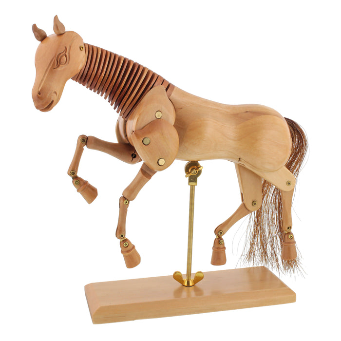 U.S. Art Supply 8" Wooden Horse Manikin Posable Figure for Drawing - Articulated Mannequin with Base and Flexible Body for Drawing The Equine Figure