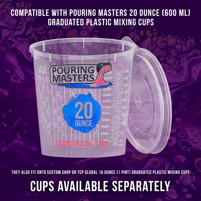Pouring Masters Box of 12 Mixing Cup Lids Only that Fit Pouring Masters 20 Ounce (600ml) Graduated Plastic Measuring Cups - Prevent Spills, Auto Paint