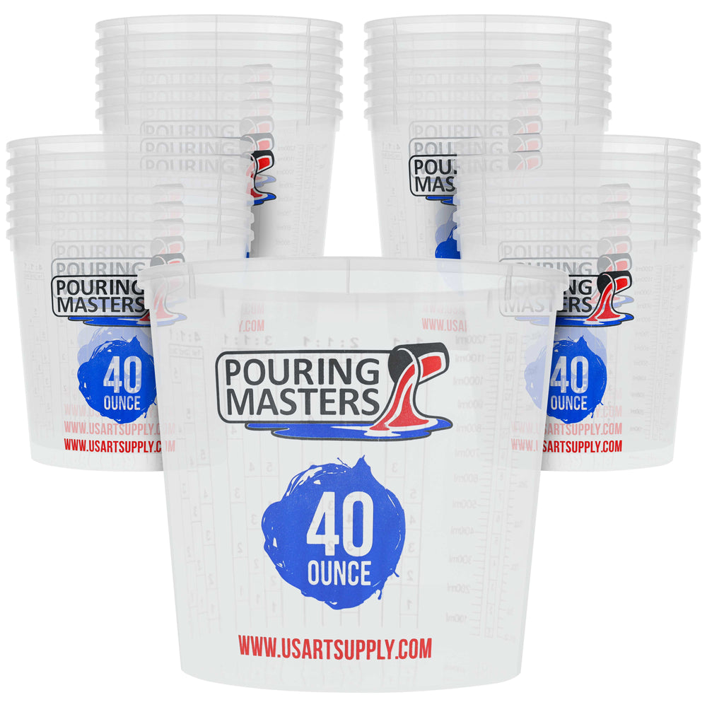 Pouring Masters 40 Ounce 1200ml Plastic Paint Mixing Cups (Box of