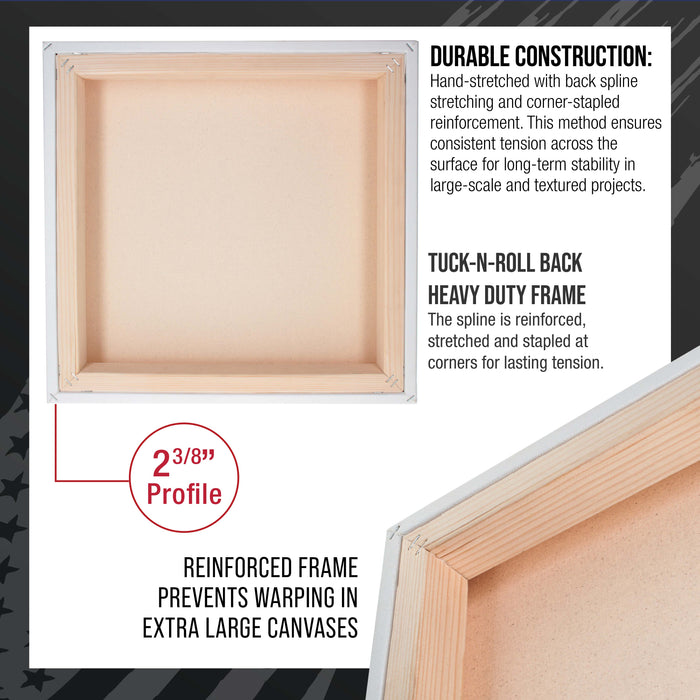 Stretched Canvas for Painting 16" x 16" Museum 2-3/8" Extra Deep Profile, 17oz Acrylic Gesso Triple Primed, Gallery-Style (2 Pack), 100% Cotton, Art Canvases for Painting, Epoxy Resin