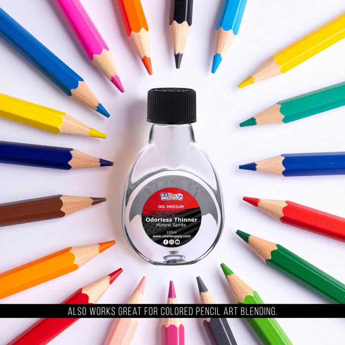 U.S. Art Supply Odorless Mineral Spirits for Cleaning - 4.2oz (125ml) Highly Refined Paint Solvent, Thinner for Oil Mediums
