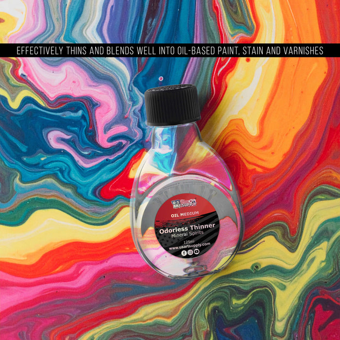 U.S. Art Supply Odorless Mineral Spirits for Cleaning - 4.2oz (125ml) Highly Refined Paint Solvent, Thinner for Oil Mediums